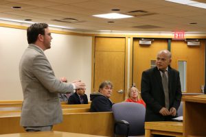 Mayfield Township attorney Chris Stritmatter (left) told the court “I don’t think (Sadien) necessarily understands the law very well.” Photos by Andrew Dietderich